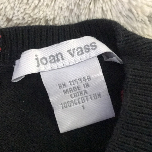 red & black polka dots M L 3/4 sleeve knit sweater size 1 Joan vass - Picture 2 of 4